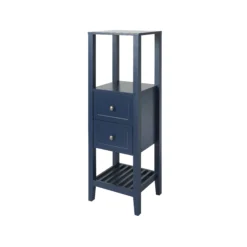 GoodHome Perma Tall Satin Blue Bathroom Cabinet (H)120cm (W)40cm