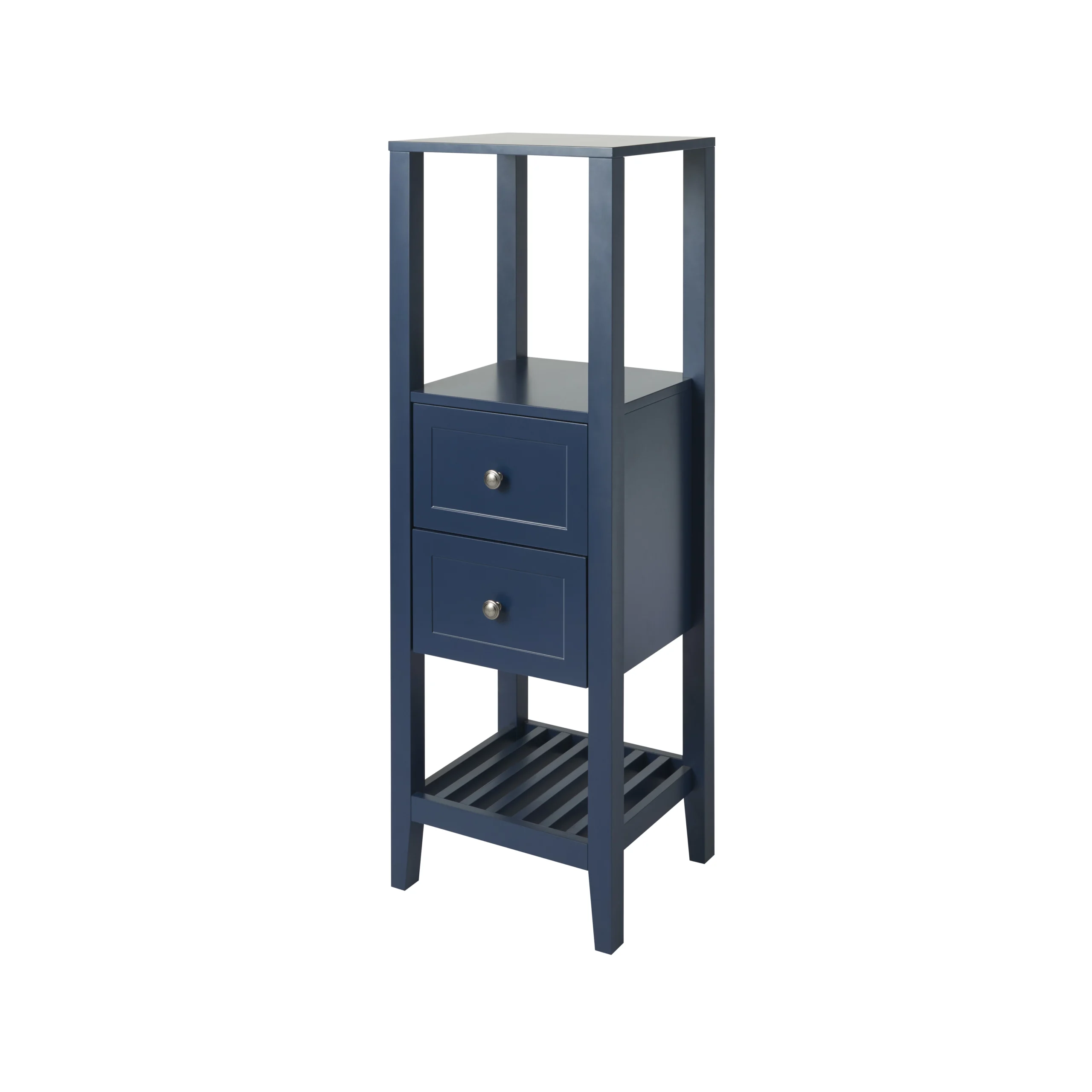 GoodHome Perma Tall Satin Blue Bathroom Cabinet (H)120cm (W)40cm 3 GoodHome Perma Tall Satin Blue Bathroom Cabinet (H)120cm (W)40cm
