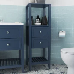 GoodHome Perma Tall Satin Blue Bathroom Cabinet (H)120cm (W)40cm 11 GoodHome Perma Tall Satin Blue Bathroom Cabinet (H)120cm (W)40cm -Trade point goodhome perma tall satin blue bathroom cabinet h 120cm w 40cm5059340018683 01i
