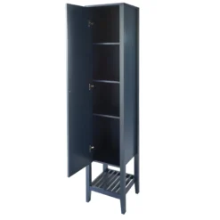 GoodHome Perma Tall Satin Blue Single Bathroom Cabinet With Mirrored Door (W)400mm (H)1850mm 18 GoodHome Perma Tall Satin Blue Single Bathroom Cabinet With Mirrored Door (W)400mm (H)1850mm -Trade point goodhome perma tall satin blue single bathroom cabinet with mirrored door w 400mm h 1850mm5059340018706 21c