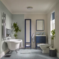 GoodHome Perma Tall Satin Blue Single Bathroom Cabinet With Mirrored Door (W)400mm (H)1850mm 27 GoodHome Perma Tall Satin Blue Single Bathroom Cabinet With Mirrored Door (W)400mm (H)1850mm -Trade point goodhome perma tall satin blue single bathroom cabinet with mirrored door w 400mm h 1850mm5059340257181 05i EN BQ