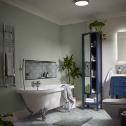 GoodHome Perma Tall Satin Blue Single Bathroom Cabinet With Mirrored Door (W)400mm (H)1850mm 25 GoodHome Perma Tall Satin Blue Single Bathroom Cabinet With Mirrored Door (W)400mm (H)1850mm -Trade point goodhome perma tall satin blue single bathroom cabinet with mirrored door w 400mm h 1850mm5059340516530 02i EN BQ