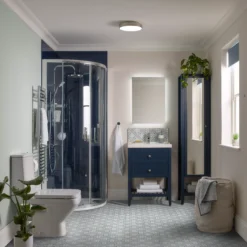 GoodHome Perma Tall Satin Blue Single Bathroom Cabinet With Mirrored Door (W)400mm (H)1850mm 21 GoodHome Perma Tall Satin Blue Single Bathroom Cabinet With Mirrored Door (W)400mm (H)1850mm -Trade point goodhome perma tall satin blue single bathroom cabinet with mirrored door w 400mm h 1850mm5059340850207 01i EN BQ