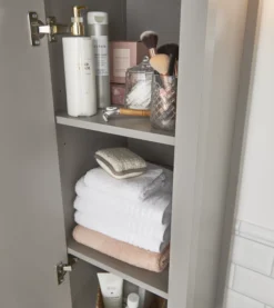 GoodHome Perma Tall Satin Grey Single Bathroom Cabinet (H)185cm (W)40cm -Trade point goodhome perma tall satin grey single bathroom cabinet h 185cm w 40cm5059340018256 36i