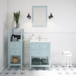 GoodHome Perma Tall Satin Light Blue Single Bathroom Cabinet (H)120cm (W)40.2cm 11 GoodHome Perma Tall Satin Light Blue Single Bathroom Cabinet (H)120cm (W)40.2cm -Trade point goodhome perma tall satin light blue single bathroom cabinet h 120cm w 40 2cm5059340488042 01i