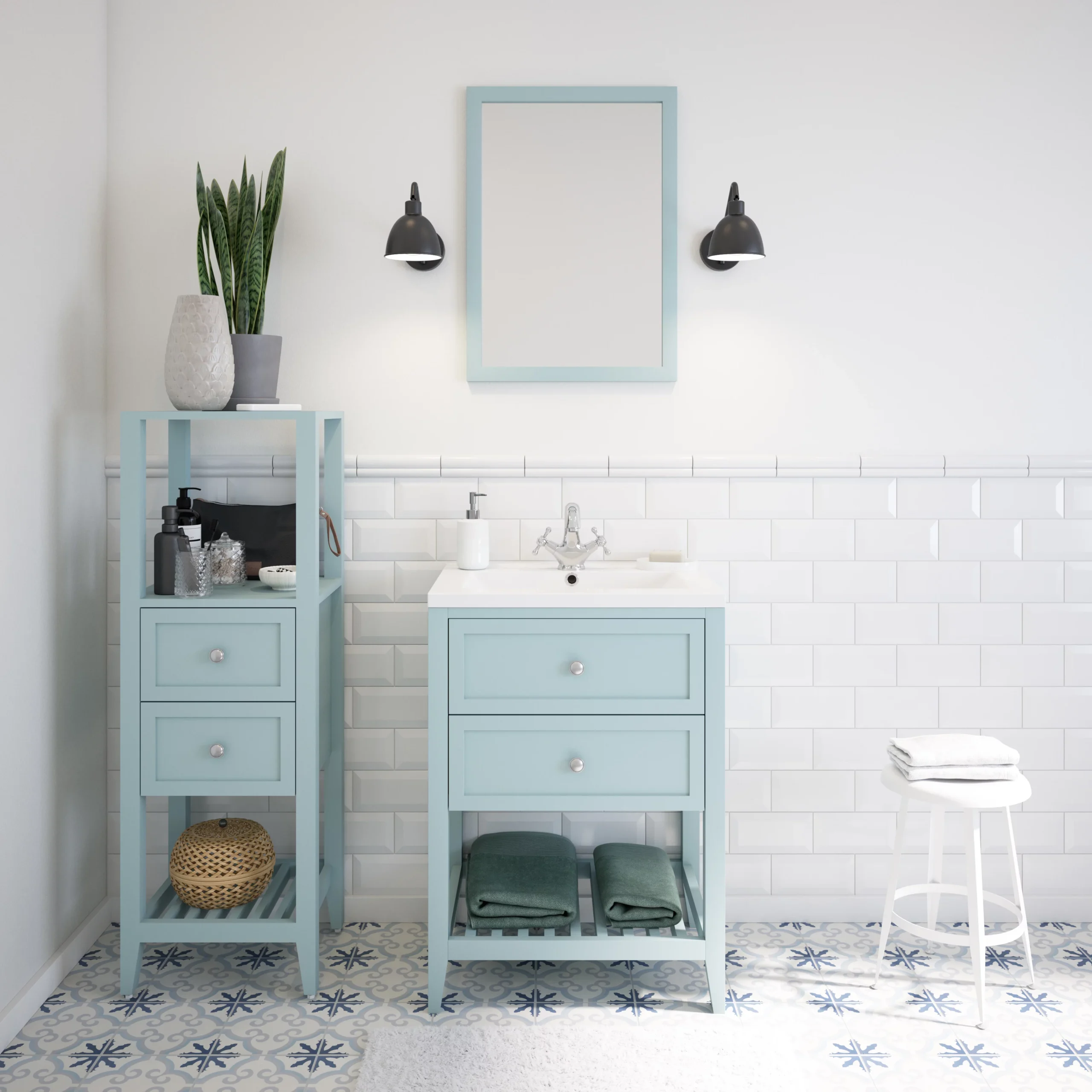 GoodHome Perma Tall Satin Light Blue Single Bathroom Cabinet (H)120cm (W)40.2cm 7 GoodHome Perma Tall Satin Light Blue Single Bathroom Cabinet (H)120cm (W)40.2cm - Image 5