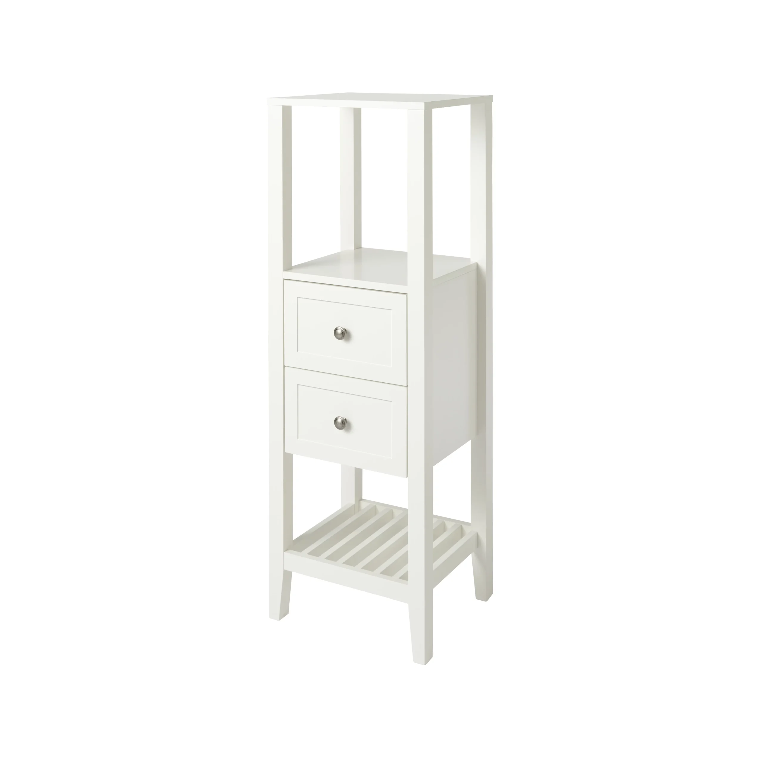 GoodHome Perma Tall Satin White Bathroom Cabinet (H)120cm (W)40.2cm 3 GoodHome Perma Tall Satin White Bathroom Cabinet (H)120cm (W)40.2cm