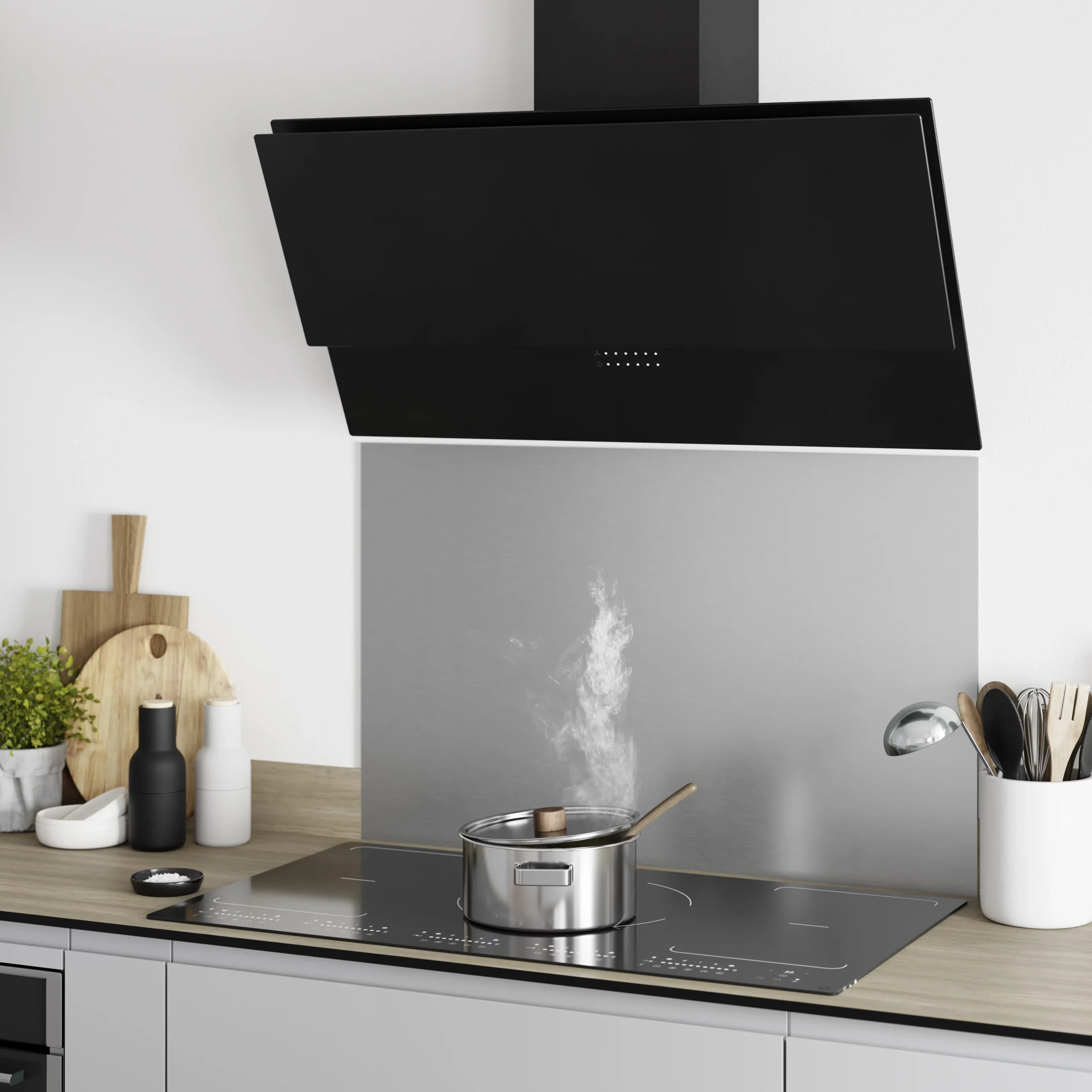 GoodHome PlasmaSense GHAG90PLAS Black Steel & Glass Angled Cooker Hood (W)89.8cm - Black 10 GoodHome PlasmaSense GHAG90PLAS Black Steel & Glass Angled Cooker Hood (W)89.8cm - Black - Image 8