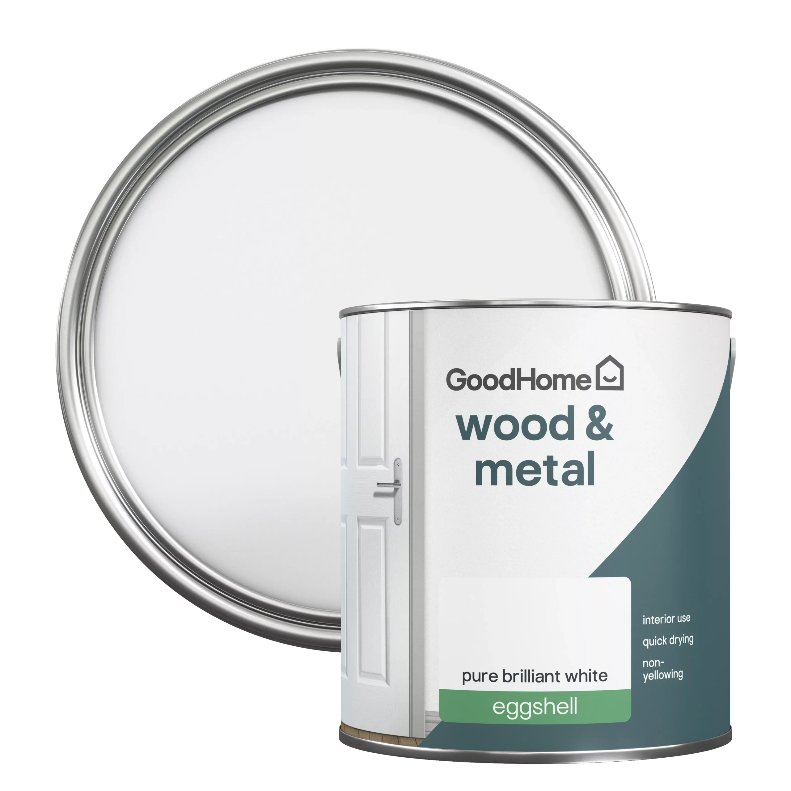 GoodHome Pure Brilliant White Eggshell Metal & Wood Paint, 2.5L 3 GoodHome Pure Brilliant White Eggshell Metal & Wood Paint, 2.5L