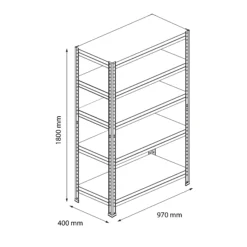 GoodHome Rand Black 5 Shelf High-density Fibreboard (HDF) & Steel Shelving Unit (H)1800mm (W)970mm 14 GoodHome Rand Black 5 Shelf High-density Fibreboard (HDF) & Steel Shelving Unit (H)1800mm (W)970mm -Trade point goodhome rand black 5 shelf high density fibreboard hdf steel shelving unit h 1800mm w 970mm5059340214948 01t