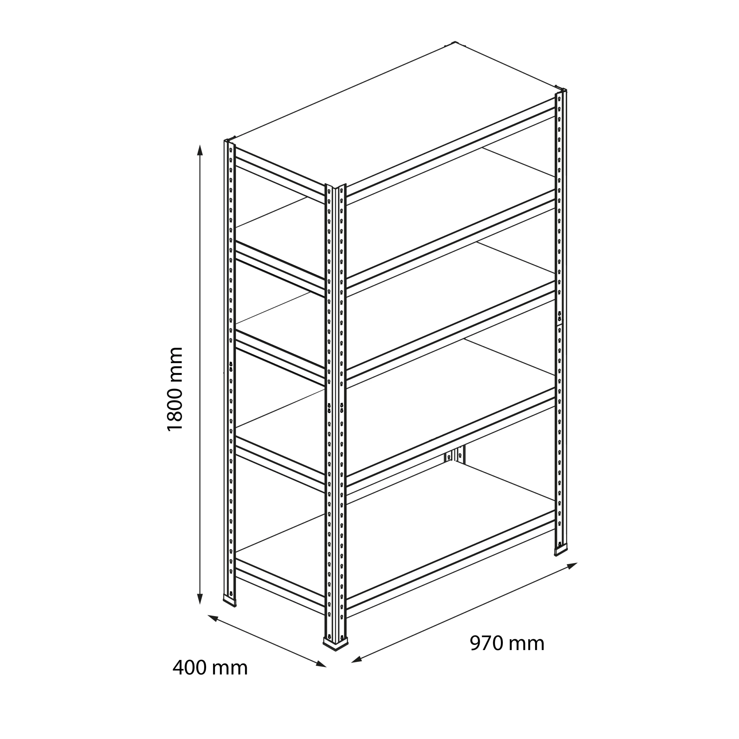 GoodHome Rand Black 5 Shelf High-density Fibreboard (HDF) & Steel Shelving Unit (H)1800mm (W)970mm 7 GoodHome Rand Black 5 Shelf High-density Fibreboard (HDF) & Steel Shelving Unit (H)1800mm (W)970mm - Image 5