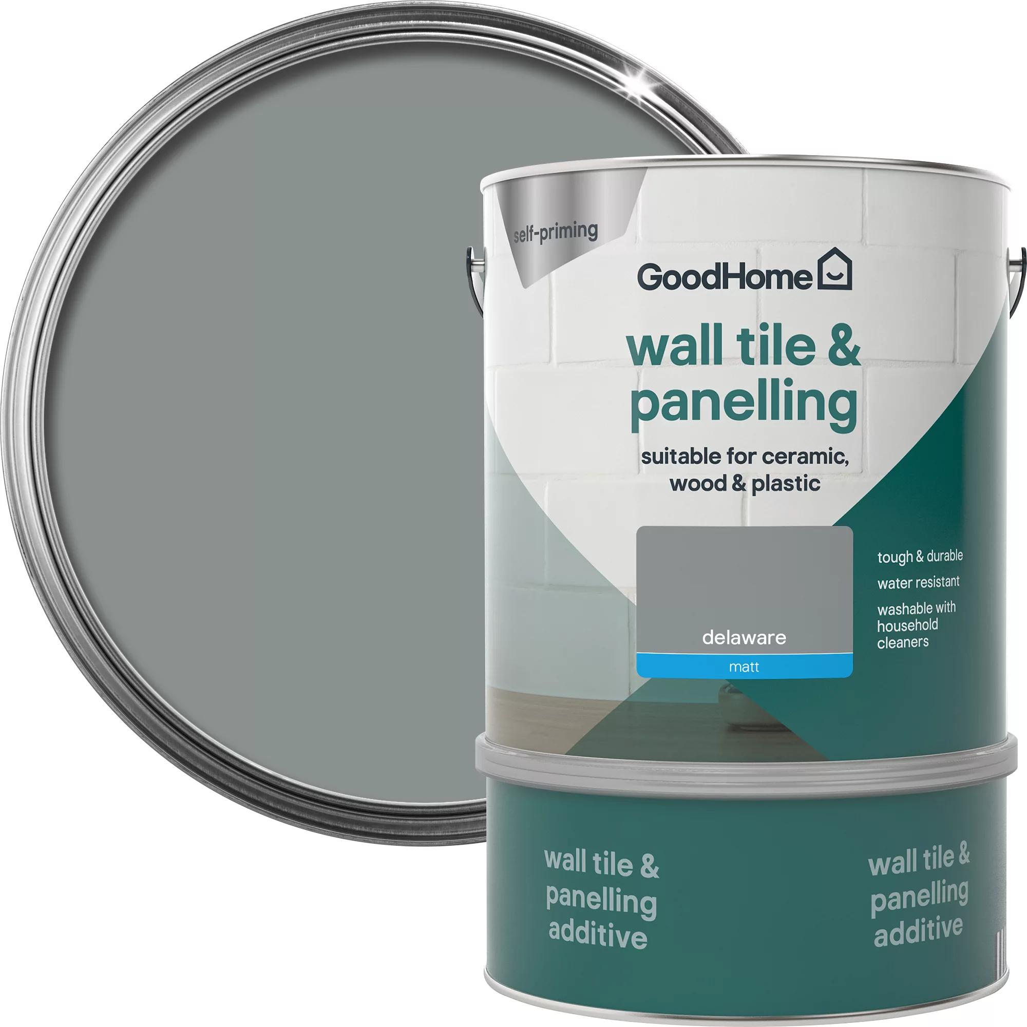 GoodHome Renovation Delaware Matt Wall Tile & Panelling Paint, 2L 3 GoodHome Renovation Delaware Matt Wall Tile & Panelling Paint, 2L