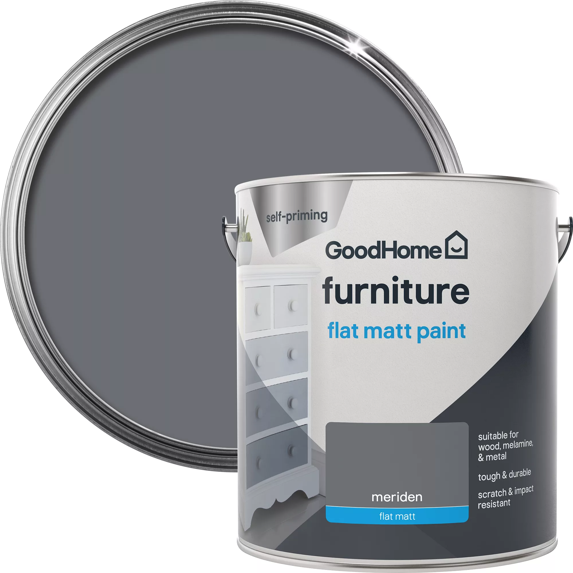 GoodHome Renovation Meriden Flat Matt Furniture Paint, 2L 3 GoodHome Renovation Meriden Flat Matt Furniture Paint, 2L
