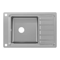 GoodHome Romesco Brushed Stainless Steel 1 Bowl Kitchen Sink With Compact Drainer (W)510mm X (L)770mm -Trade point goodhome romesco brushed stainless steel 1 bowl kitchen sink with compact drainer w 510mm x l 770mm5059340458762 04c