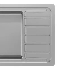 GoodHome Romesco Brushed Stainless Steel 1 Bowl Kitchen Sink With Compact Drainer (W)510mm X (L)770mm -Trade point goodhome romesco brushed stainless steel 1 bowl kitchen sink with compact drainer w 510mm x l 770mm5059340458762 37c