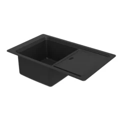 GoodHome Romesco Linea Black Granite 1 Bowl Sink & Drainer (W)515mm X (L)880mm 17 GoodHome Romesco Linea Black Granite 1 Bowl Sink & Drainer (W)515mm X (L)880mm -Trade point goodhome romesco linea black granite 1 bowl sink drainer w 515mm x l 880mm5059340458533 03c