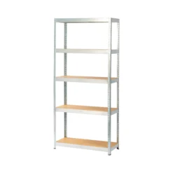 GoodHome Ryle Grey 5 Shelf HDF & Steel Shelving Unit (H)1800mm (W)750mm