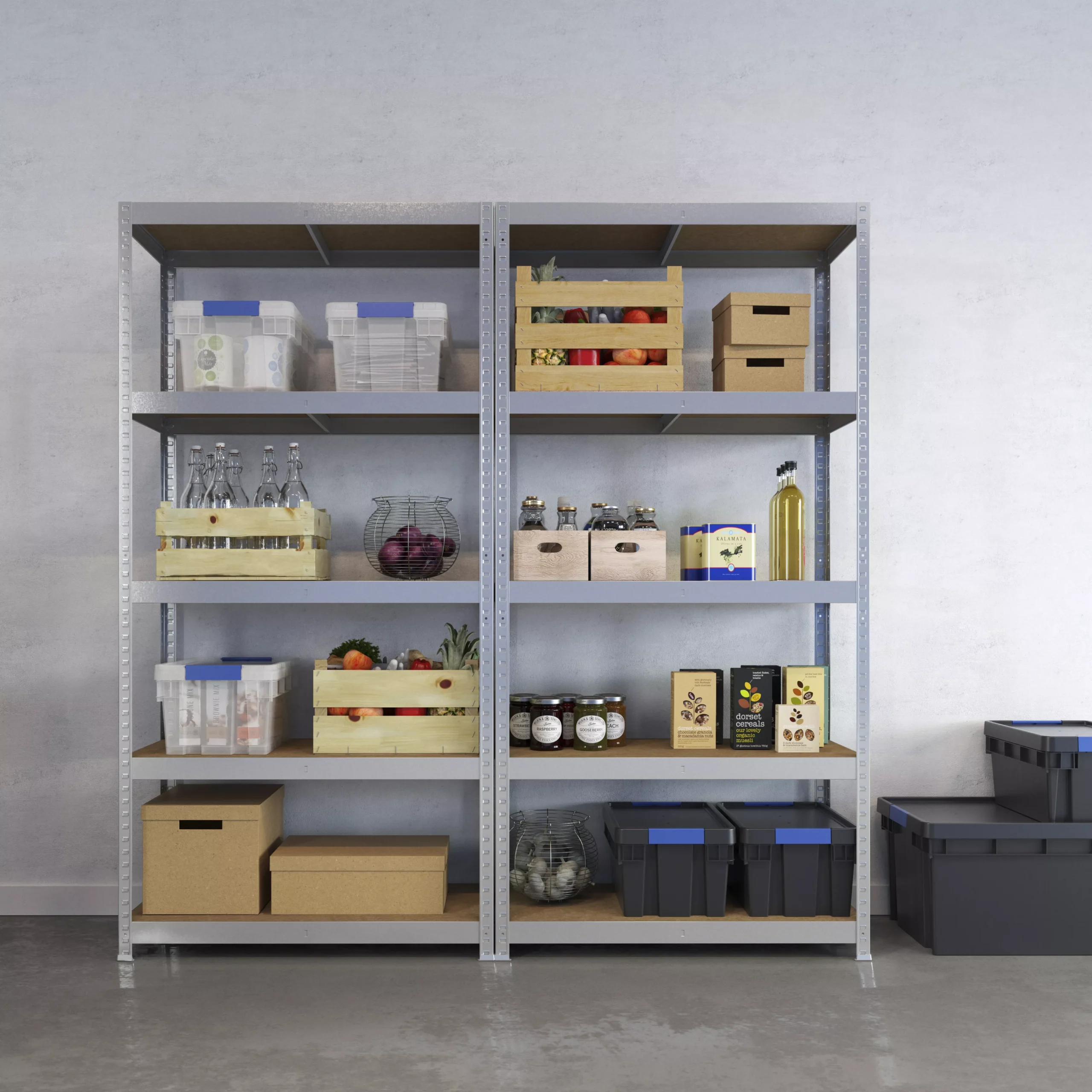 GoodHome Ryle Grey 5 Shelf High-density Fibreboard (HDF) & Powder-coated Steel Shelving Unit (H)1800mm (W)900mm 7 GoodHome Ryle Grey 5 Shelf High-density Fibreboard (HDF) & Powder-coated Steel Shelving Unit (H)1800mm (W)900mm - Image 5