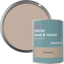 GoodHome Santo Domingo Satin Metal & Wood Paint, 750ml