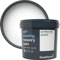 GoodHome Self-cleaning Pure Brilliant White Smooth Matt Masonry Paint, 5L -Trade point goodhome self cleaning pure brilliant white smooth matt masonry paint 5l3663602521112 37c