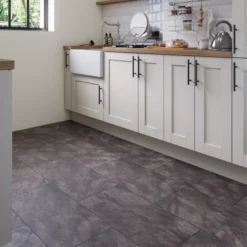 GoodHome Slate Black Tile Effect Laminate Flooring, 2.53m²