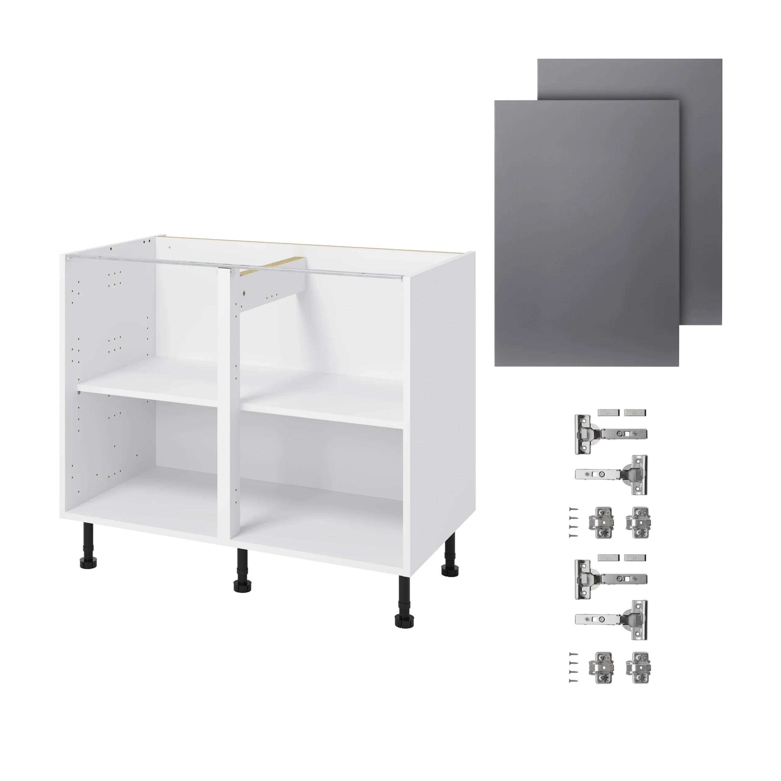 GoodHome Stevia Gloss Anthracite Slab Base Kitchen Cabinet (W)1000mm (H)720mm 5 GoodHome Stevia Gloss Anthracite Slab Base Kitchen Cabinet (W)1000mm (H)720mm - Image 3