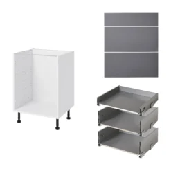 GoodHome Stevia Gloss Anthracite Slab Base Kitchen Cabinet (W)600mm (H)720mm -Trade point goodhome stevia gloss anthracite slab base kitchen cabinet w 600mm h 720mm5059340702513 07c bq