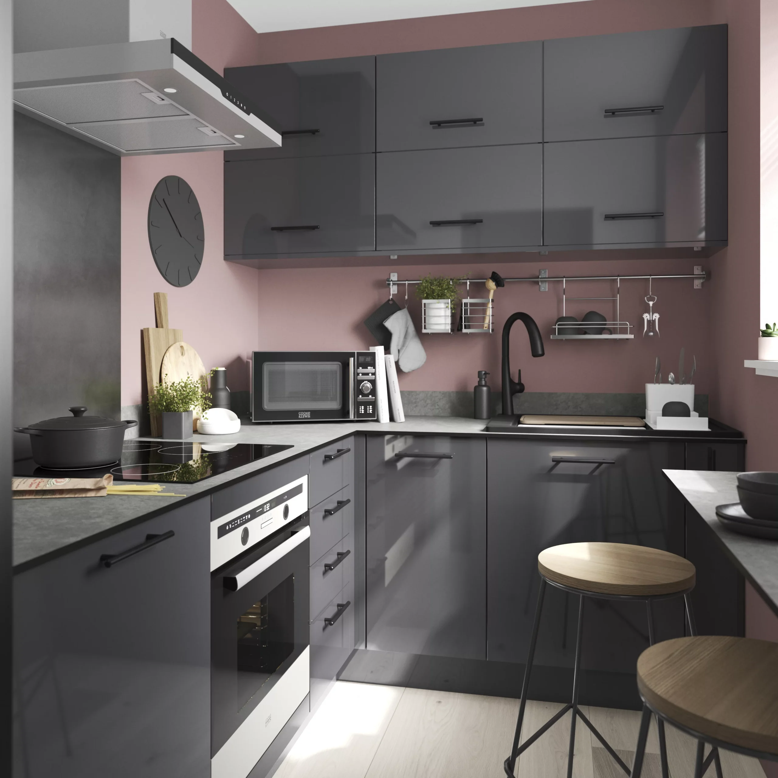 GoodHome Stevia Innovo Handleless Gloss Anthracite Slab Standard Corner Post, (W)34mm (H)895mm 6 GoodHome Stevia Innovo Handleless Gloss Anthracite Slab Standard Corner Post, (W)34mm (H)895mm - Image 4