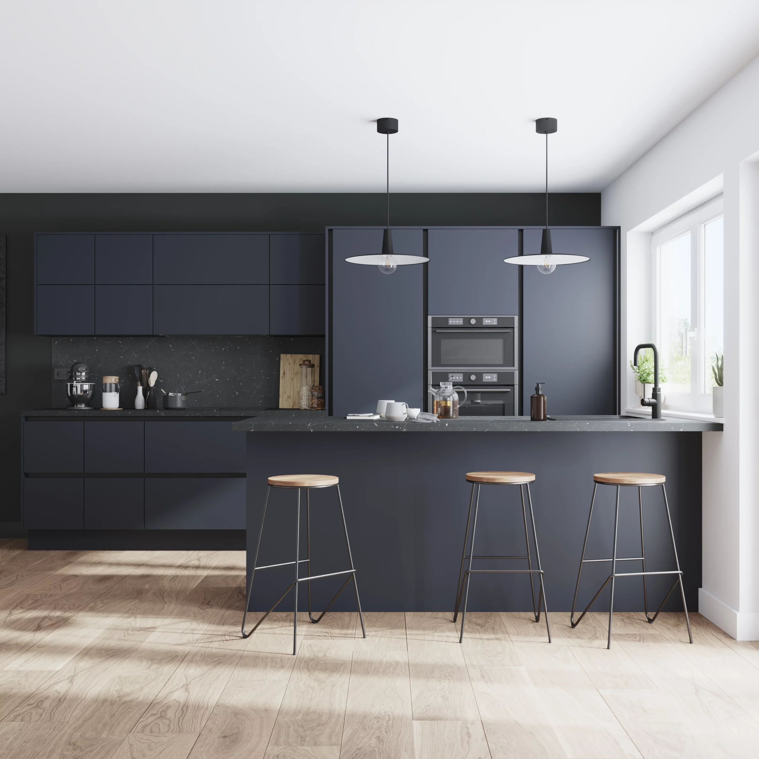 GoodHome Stevia Matt Blue Slab Base Kitchen Cabinet (W)400mm (H)720mm 7 GoodHome Stevia Matt Blue Slab Base Kitchen Cabinet (W)400mm (H)720mm - Image 5