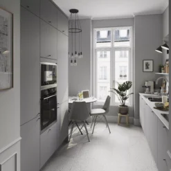 GoodHome Stevia Matt Pewter Grey Slab 50:50 Tall Larder Cabinet Door (W)600mm (H)1181mm (T)18mm -Trade point goodhome stevia matt pewter grey slab 50 50 tall larder cabinet door w 600mm h 1181mm t 18mm5059340088853 20i