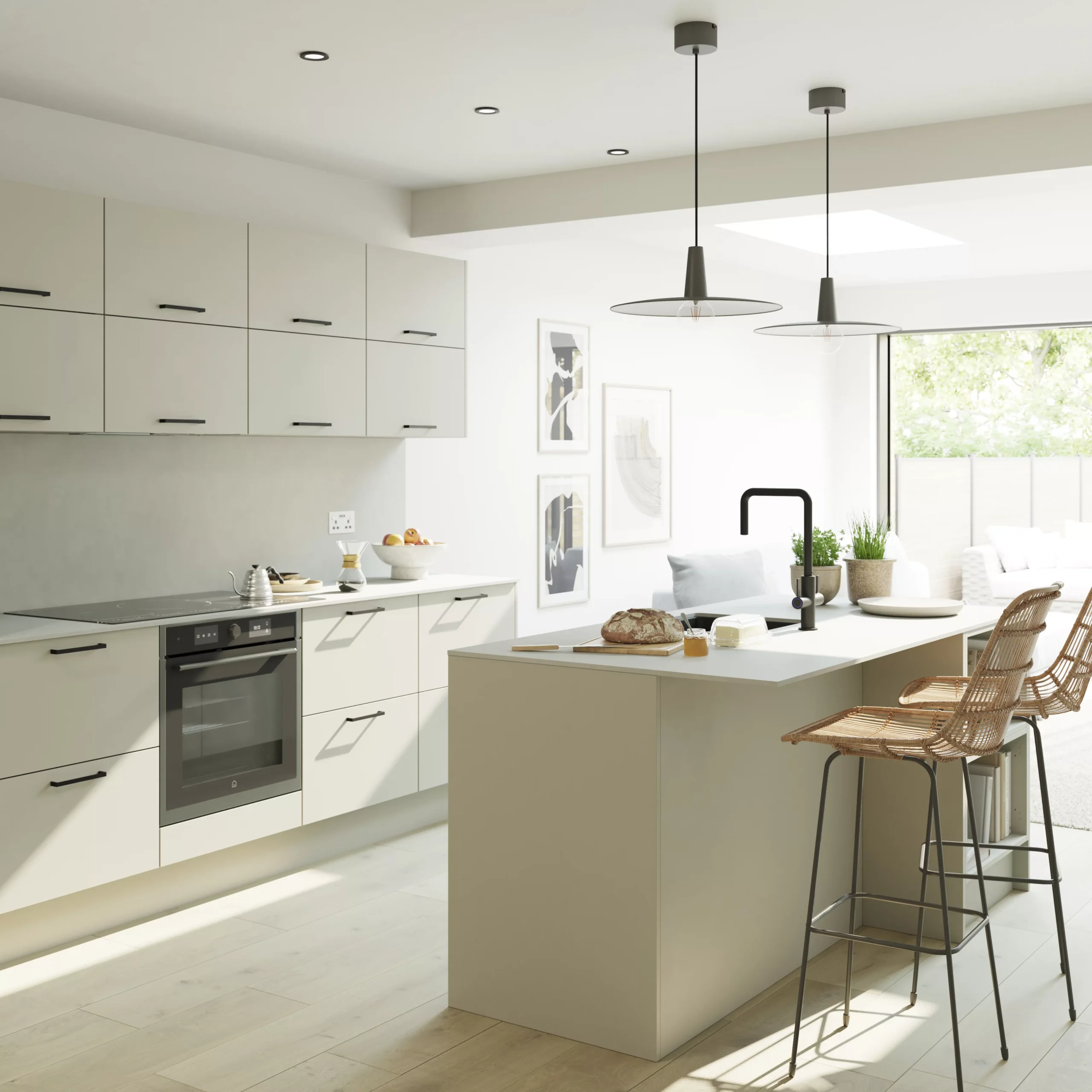 GoodHome Stevia Matt Sandstone Slab 70:30 Tall Larder Cabinet Door (W)600mm (H)1467mm (T)18mm 7 GoodHome Stevia Matt Sandstone Slab 70:30 Tall Larder Cabinet Door (W)600mm (H)1467mm (T)18mm - Image 5