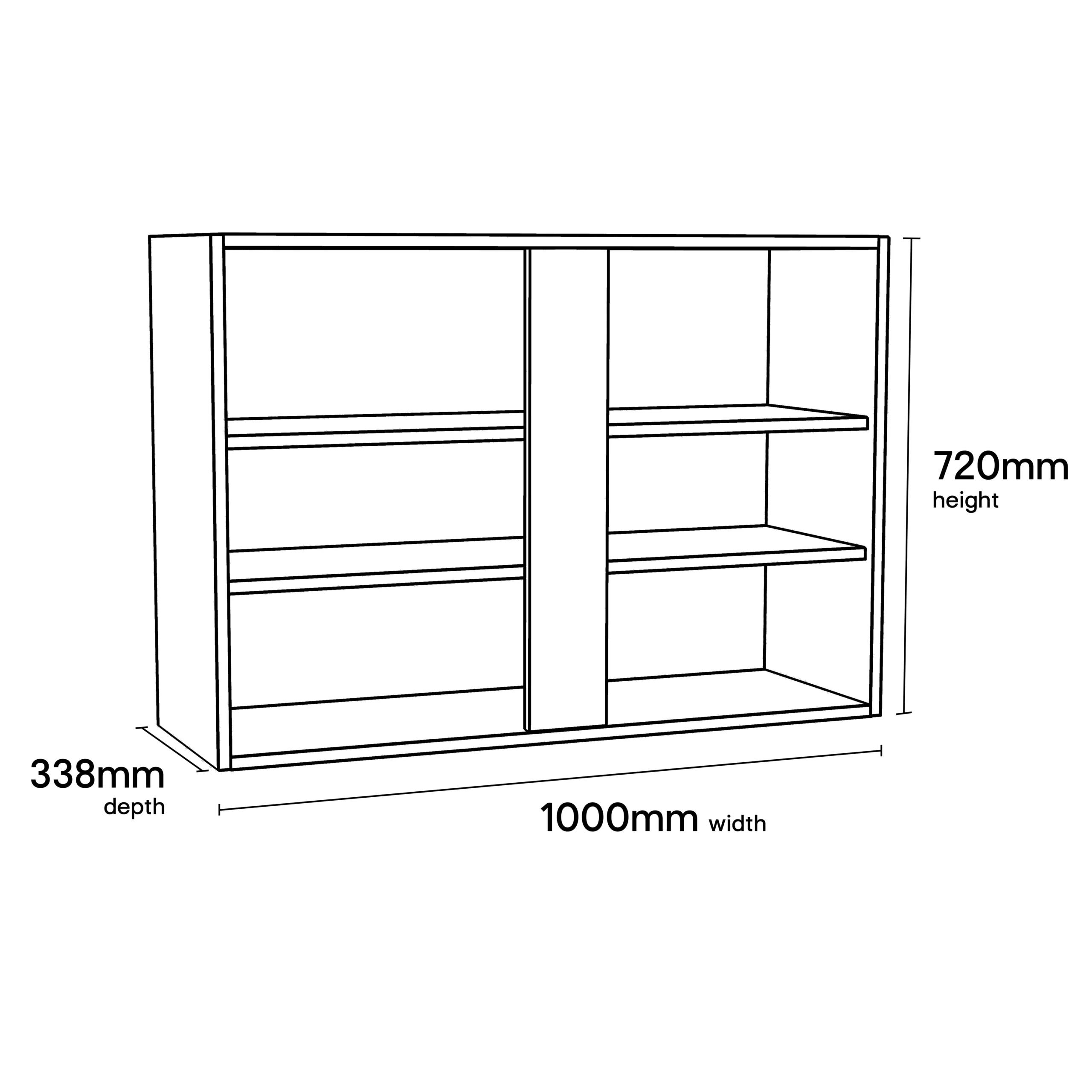 GoodHome Stevia Matt White Standard Wall Cabinet, (W)1000mm (D)338mm 11 GoodHome Stevia Matt White Standard Wall Cabinet, (W)1000mm (D)338mm - Image 9