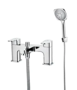 GoodHome Teesta Chrome Effect Ceramic Disk Freestanding Mixer Tap With Shower Kit