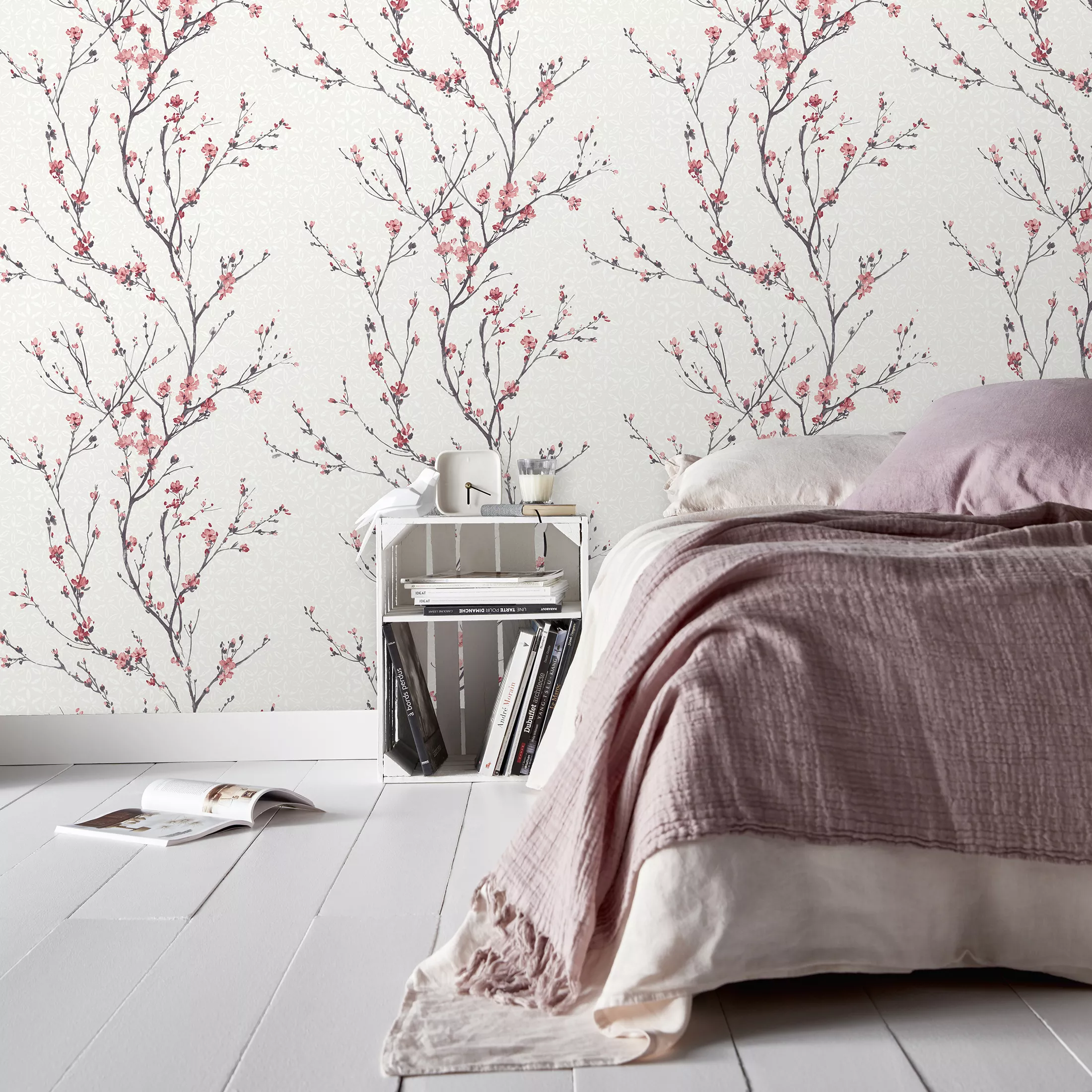 GoodHome Teff Pink Floral Textured Wallpaper 6 GoodHome Teff Pink Floral Textured Wallpaper - Image 4