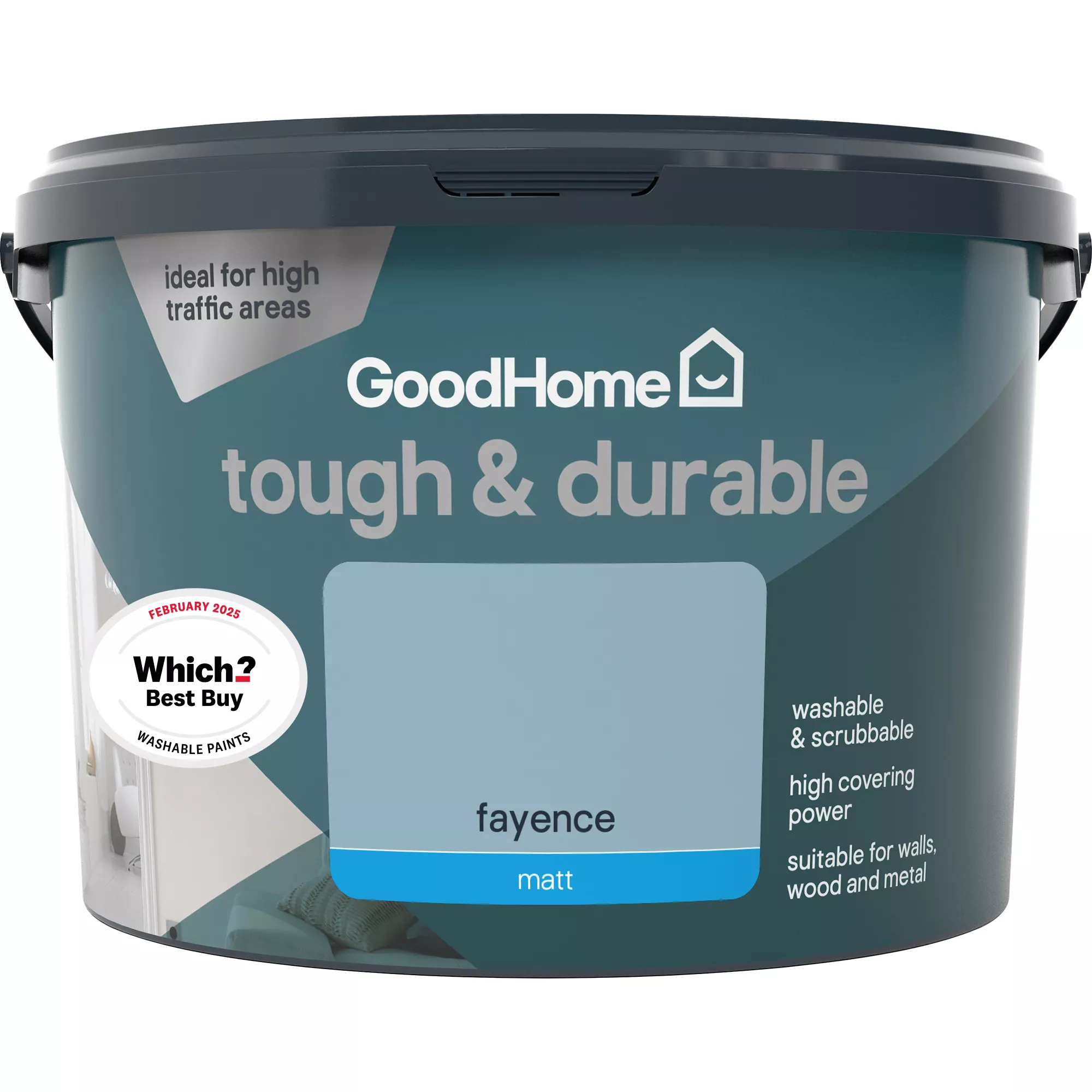GoodHome Tough & Durable Fayence Matt Emulsion Paint, 2.5L 4 GoodHome Tough & Durable Fayence Matt Emulsion Paint, 2.5L - Image 2