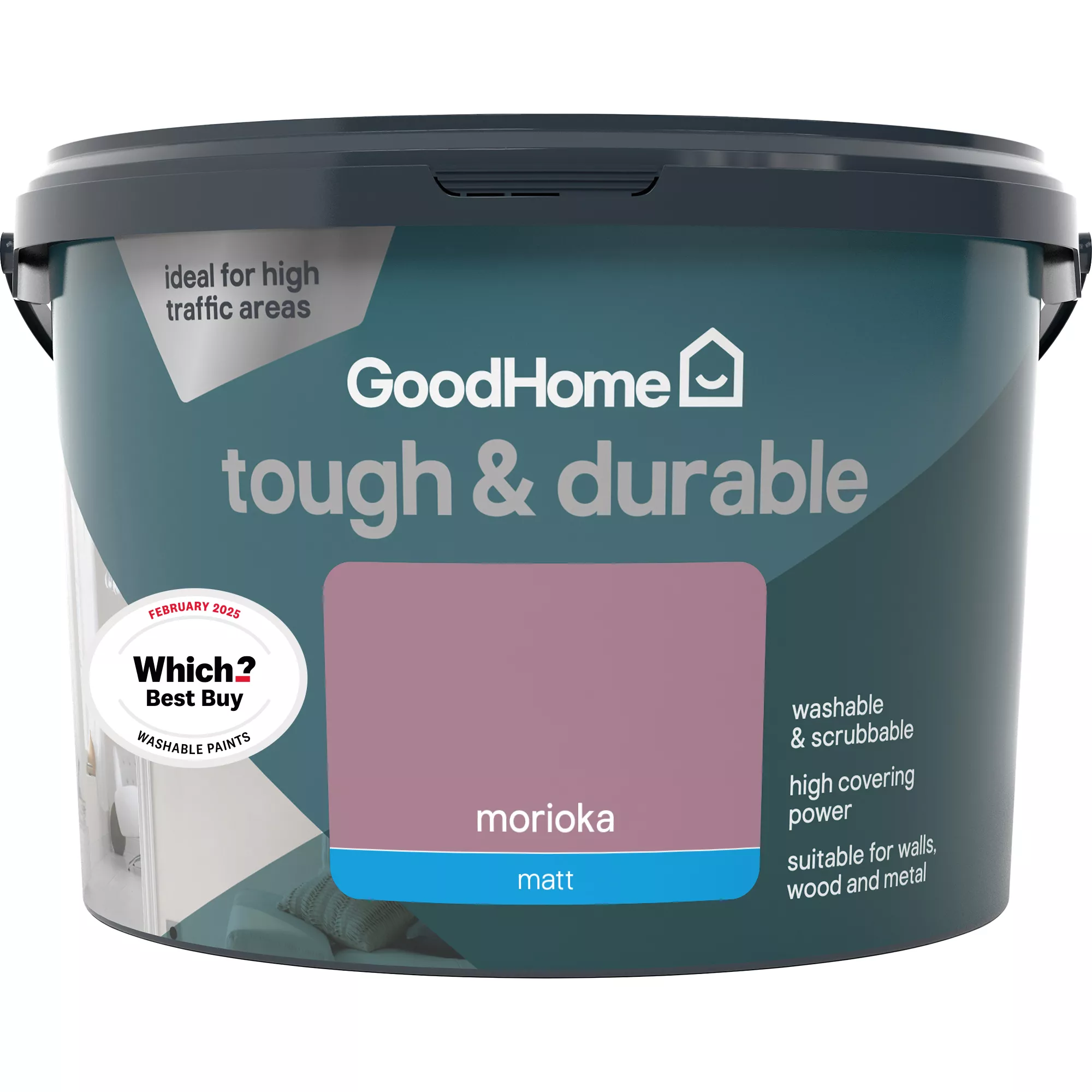 GoodHome Tough & Durable Morioka Matt Emulsion Paint, 2.5L 4 GoodHome Tough & Durable Morioka Matt Emulsion Paint, 2.5L - Image 2