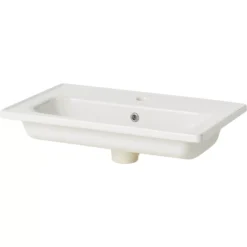 GoodHome Towan White Oblong Counter-mounted Counter Top Basin (W)61.2cm