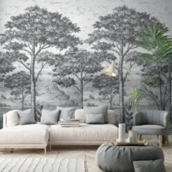 GoodHome Turcoaz Black & White Woodland Matt Mural -Trade point goodhome turcoaz black white woodland matt mural5059340411088 01i