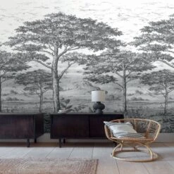 GoodHome Turcoaz Black & White Woodland Matt Mural -Trade point goodhome turcoaz black white woodland matt mural5059340411088 02i