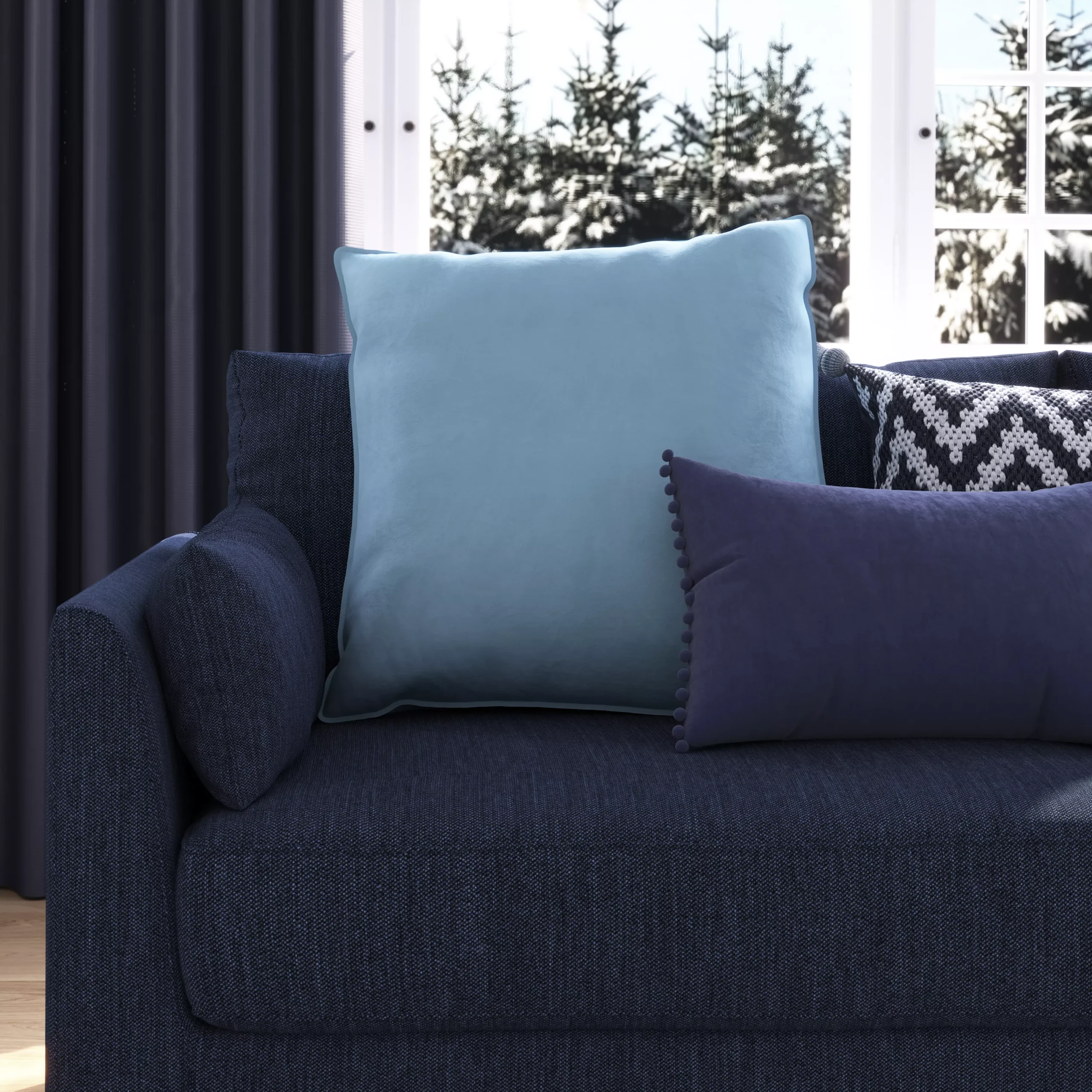 GoodHome Valgreta Deep Navy Rectangular Indoor Cushion (L)30cm X (W)500cm 8 GoodHome Valgreta Deep Navy Rectangular Indoor Cushion (L)30cm X (W)500cm - Image 6