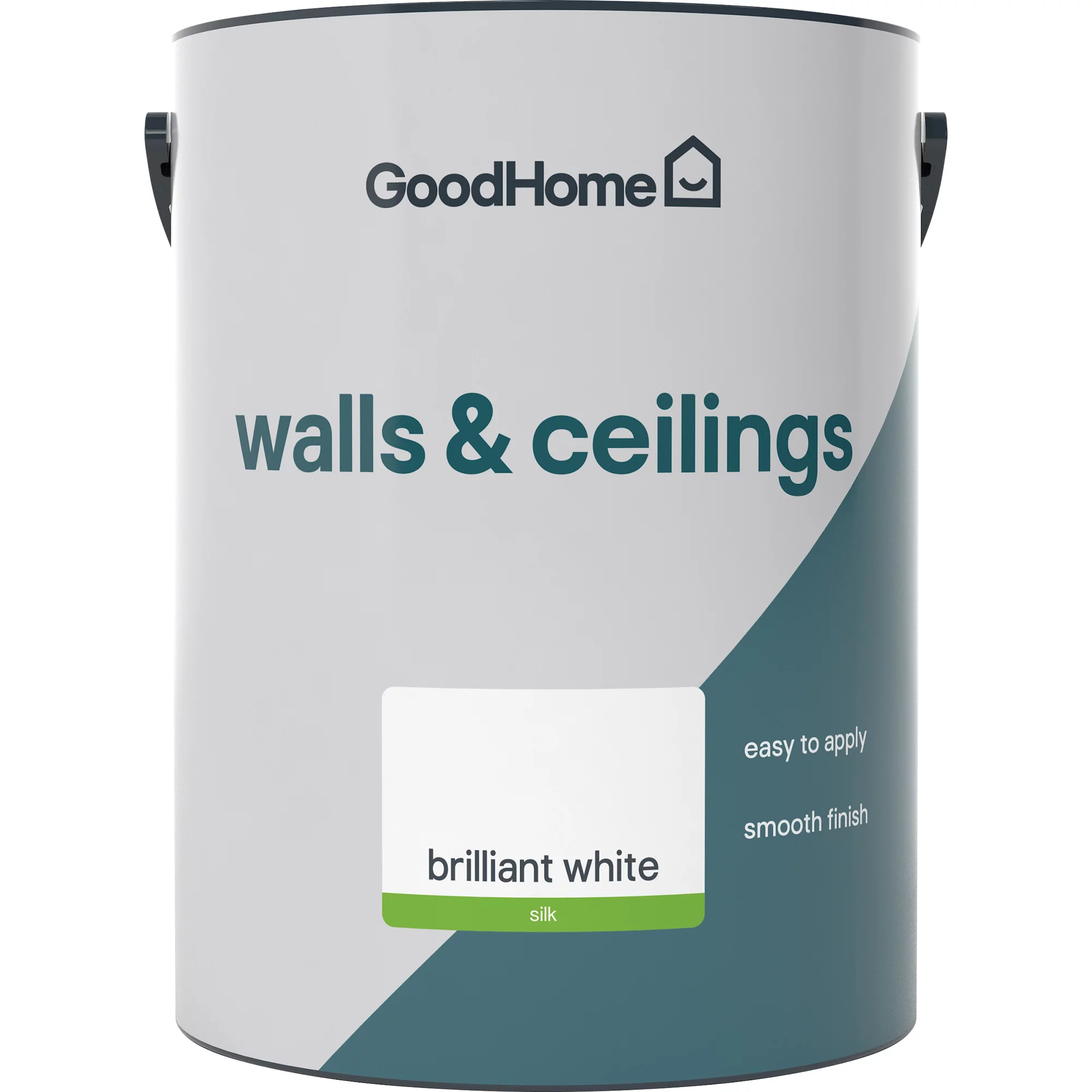 GoodHome Walls & Ceilings Brilliant White Vinyl Silk Emulsion Paint, 5L 4 GoodHome Walls & Ceilings Brilliant White Vinyl Silk Emulsion Paint, 5L - Image 2