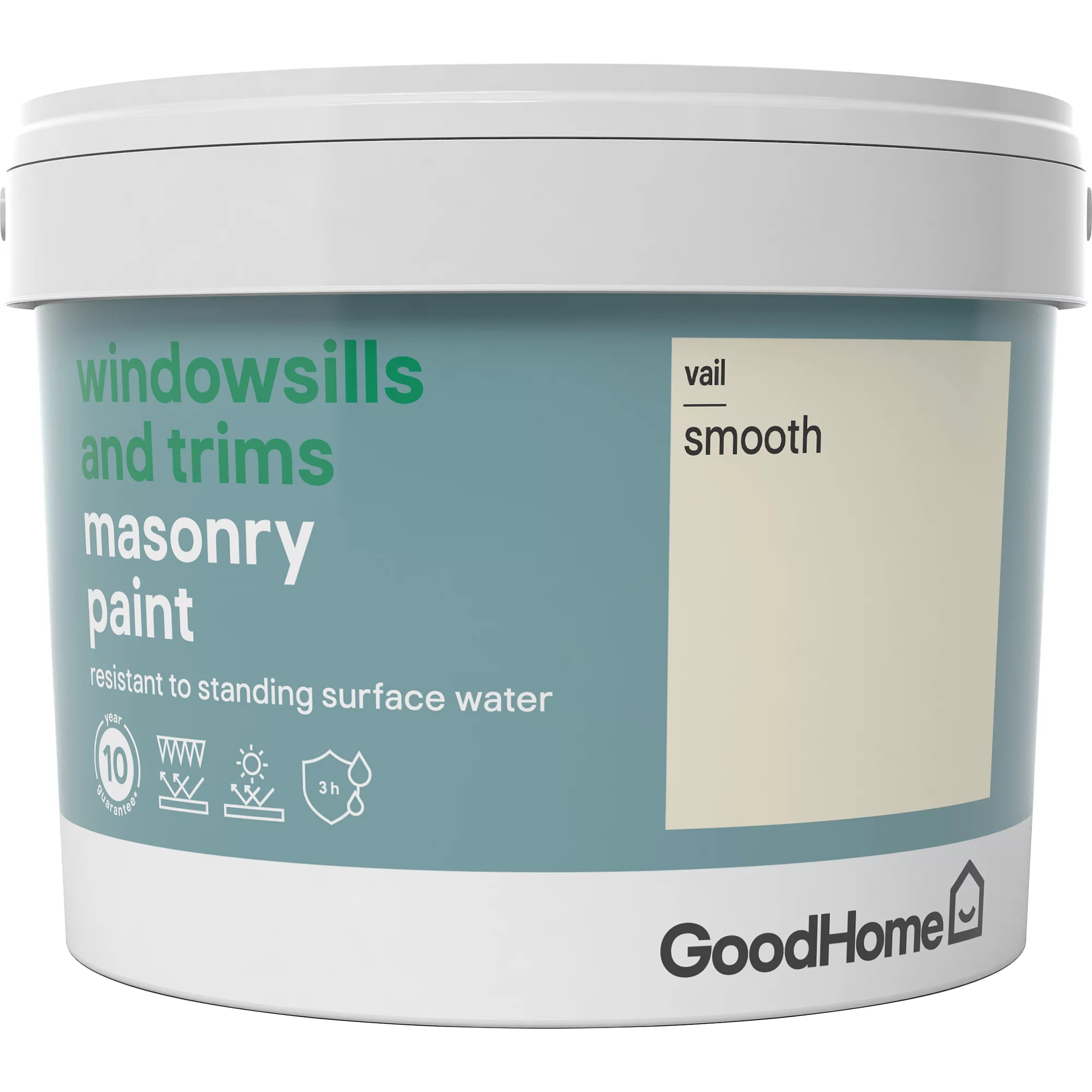 GoodHome Windowsills & Trims Vail Smooth Matt Masonry Paint, 2.5L 5 GoodHome Windowsills & Trims Vail Smooth Matt Masonry Paint, 2.5L - Image 3