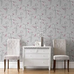 GoodHome Zumrut Grey & Plum Birds & Foliage Textured Wallpaper 9 GoodHome Zumrut Grey & Plum Birds & Foliage Textured Wallpaper -Trade point goodhome zumrut grey plum birds foliage textured wallpaper5059340487625 01i