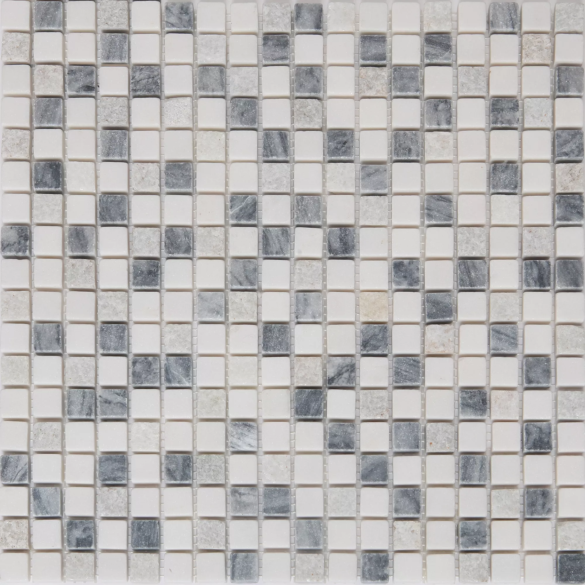 Ikarai Light Grey Marble Effect Natural Stone Mosaic Tile Sheet, (L)300mm (W)300mm 4 Ikarai Light Grey Marble Effect Natural Stone Mosaic Tile Sheet, (L)300mm (W)300mm - Image 2