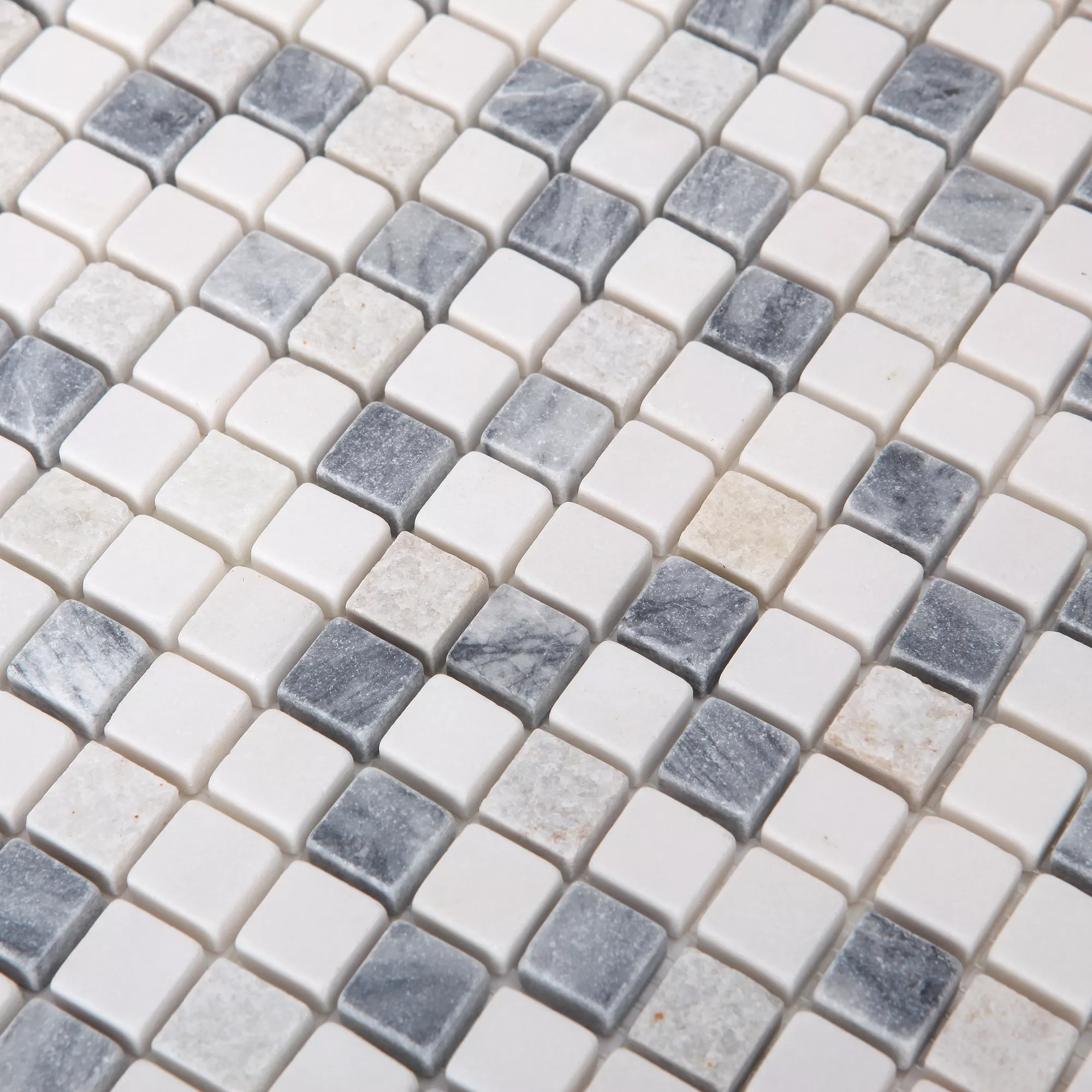 Ikarai Light Grey Marble Effect Natural Stone Mosaic Tile Sheet, (L)300mm (W)300mm 6 Ikarai Light Grey Marble Effect Natural Stone Mosaic Tile Sheet, (L)300mm (W)300mm - Image 4