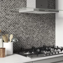 Kiwana Brown Concrete Effect Aluminium Mosaic Tile Sheet, (L)285mm (W)296mm