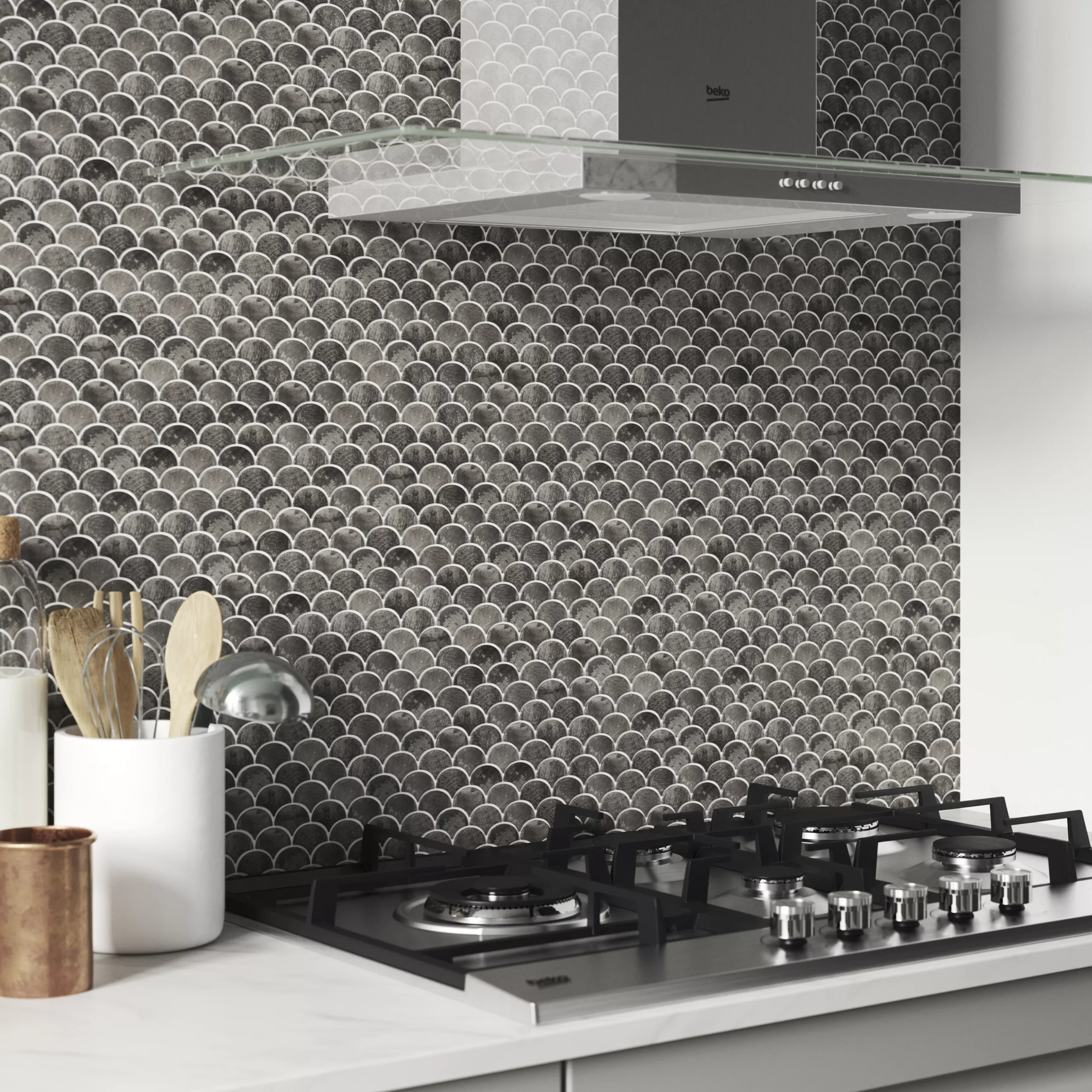 Kiwana Brown Concrete Effect Aluminium Mosaic Tile Sheet, (L)285mm (W)296mm 3 Kiwana Brown Concrete Effect Aluminium Mosaic Tile Sheet, (L)285mm (W)296mm