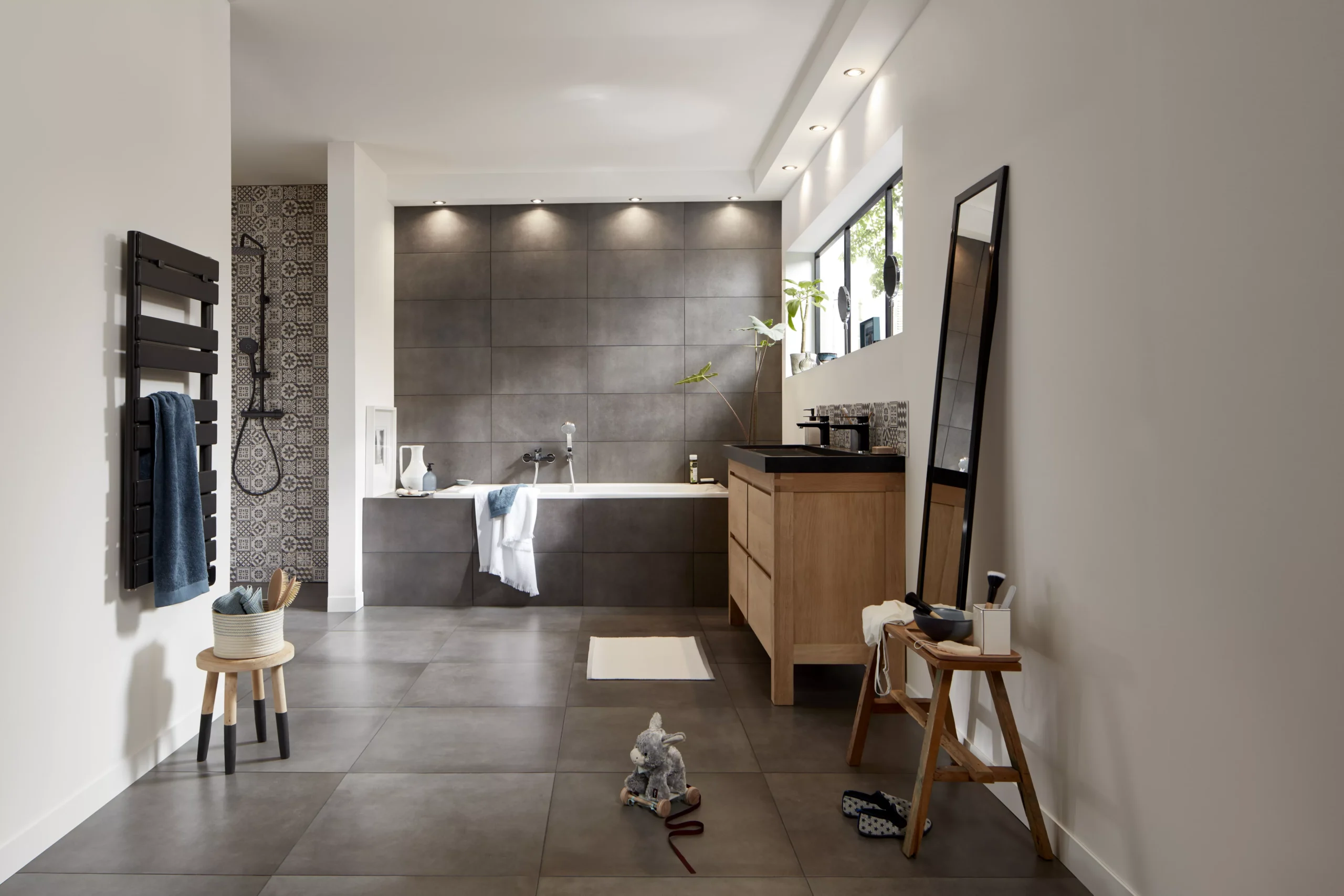 Konkrete Black & White Matt 3D Decor Concrete Effect Ceramic Wall Tile, Pack Of 8, (L)600mm (W)200mm 8 Konkrete Black & White Matt 3D Decor Concrete Effect Ceramic Wall Tile, Pack Of 8, (L)600mm (W)200mm - Image 6