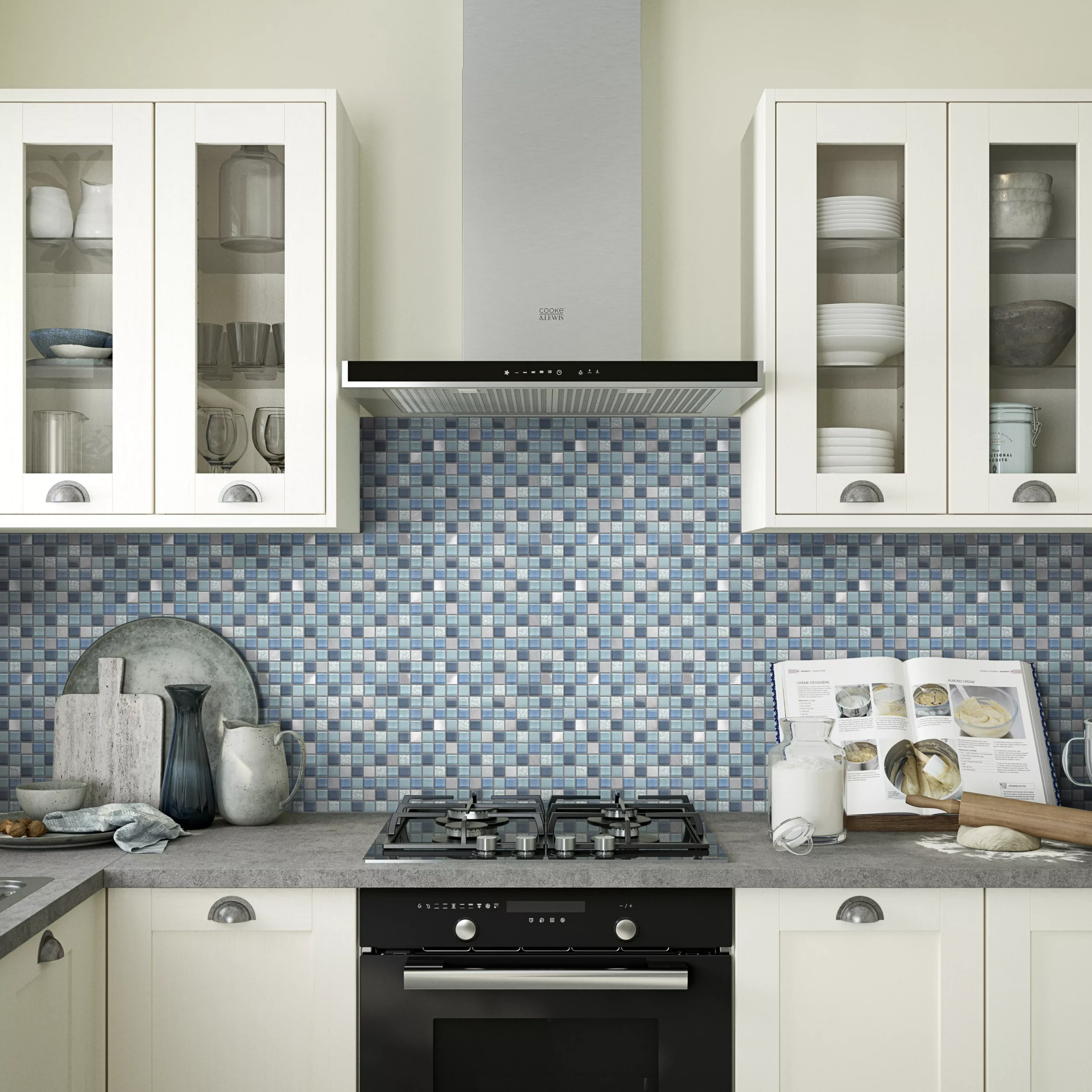 Lizon Blue Aluminium & Glass Mosaic Tile Sheet, (L)300mm (W)300mm 3 Lizon Blue Aluminium & Glass Mosaic Tile Sheet, (L)300mm (W)300mm