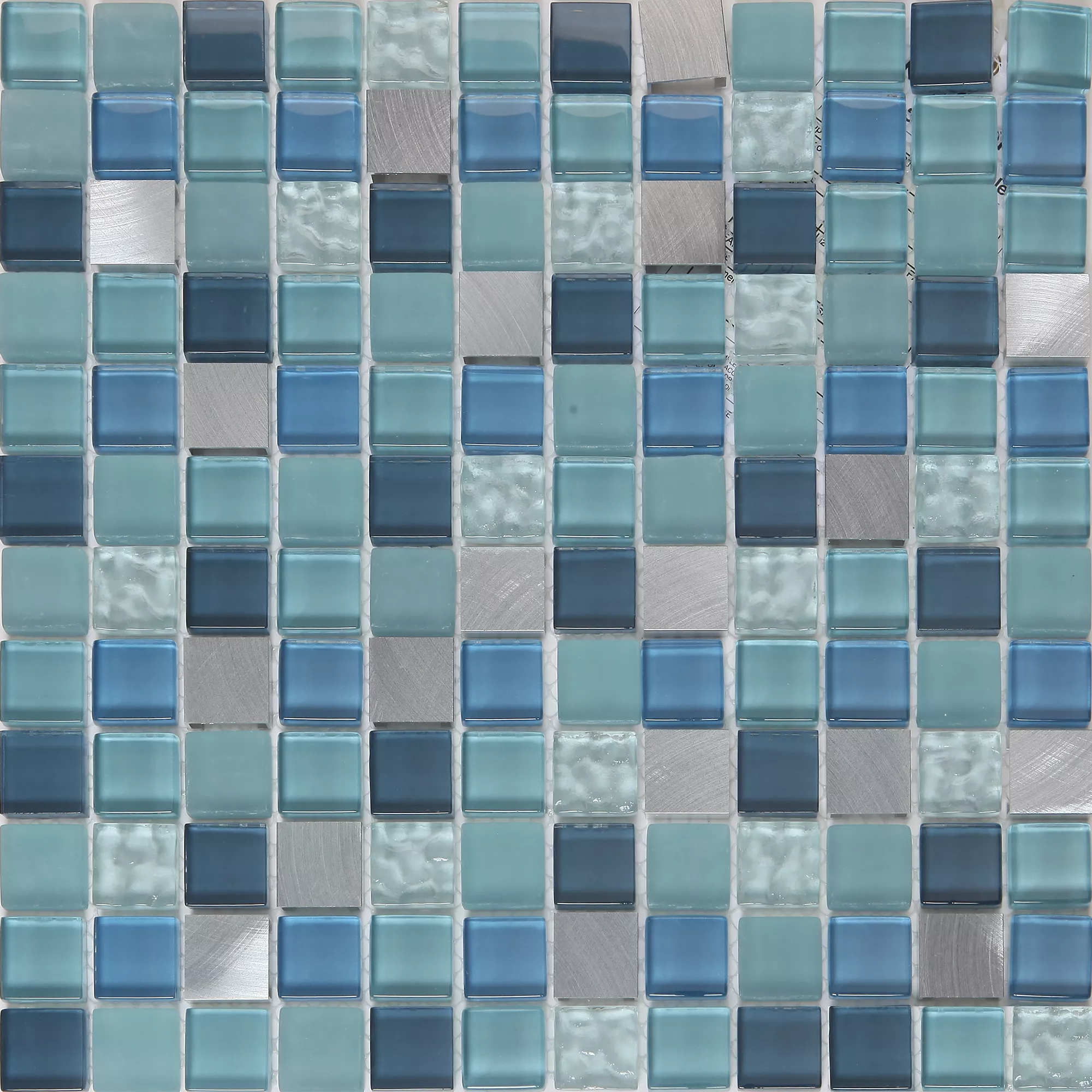 Lizon Blue Aluminium & Glass Mosaic Tile Sheet, (L)300mm (W)300mm 4 Lizon Blue Aluminium & Glass Mosaic Tile Sheet, (L)300mm (W)300mm - Image 2
